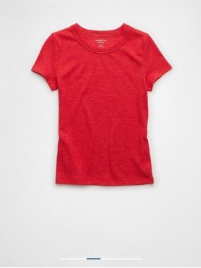 American Eagle Women’s Waffle Baby Tee Cherry Color Size M